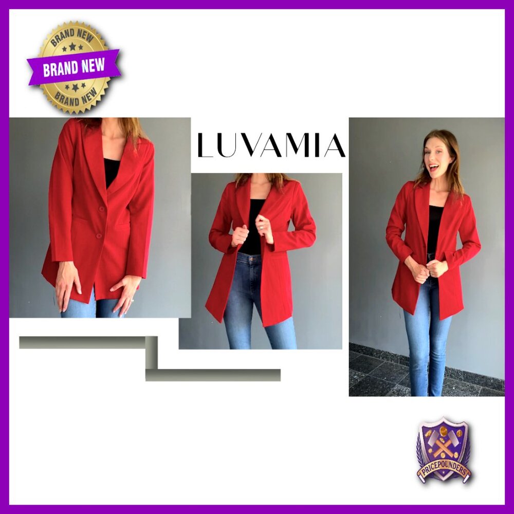 Long Blazer Jacket Business Casual Professional Office Work Wear Lapel Pockets - Picture 7 of 7